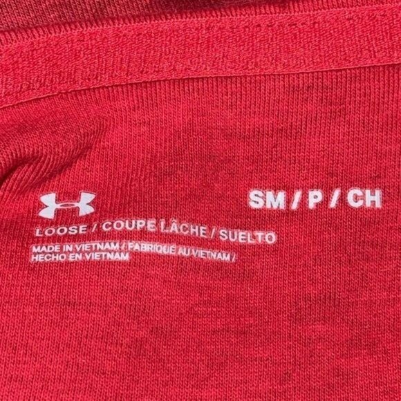 Under Armour Red Hooded Sweatshirt S Loose Fit - Picture 4 of 12